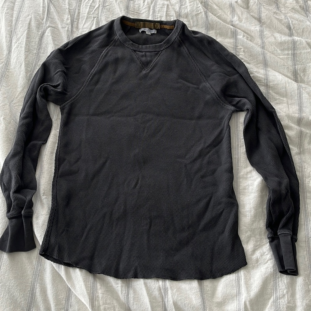 Jcrew Wallace & Barnes faded black size small waffle thermal long sleeve tshirt